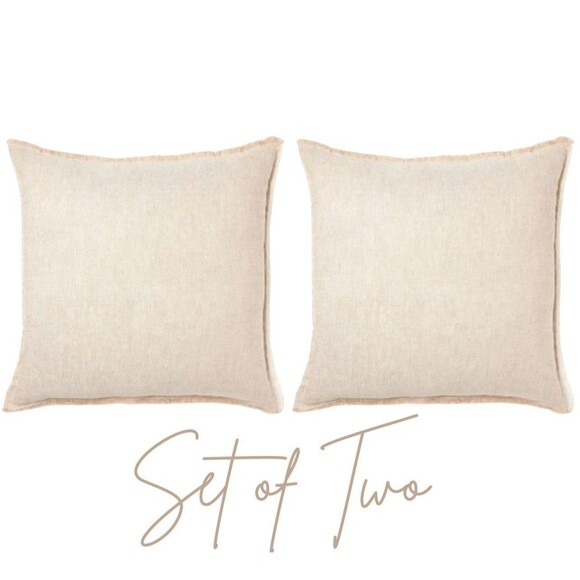 Set of 2 Oversized Throw Pillows Neutral Frayed Edge Threshold 24x24 New